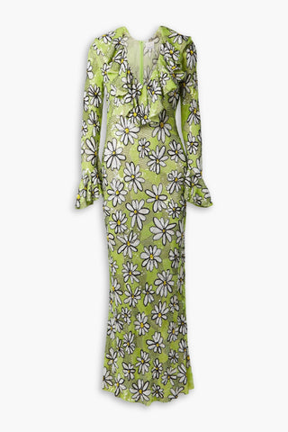 ASHISH RUFFLED SEQUINED GEORGETTE MAXI DRESS - Size S