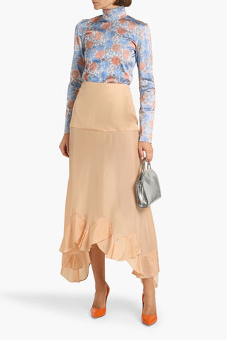 STELLA MCCARTNEY ASYMMETRIC SILK-SATIN MAXI SKIRT - Size 40