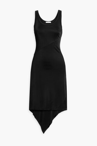 HELMUT LANG ASYMMETRIC STRETCH-SATIN DRESS - Size L