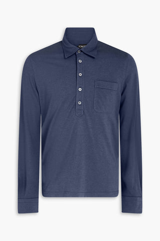 TOM FORD COTTON AND SILK-BLEND PIQU POLO SHIRT - Size 52