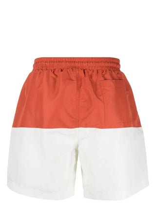 Brunello Cucinelli Technical Fabric Color-Block Logo-Embroidered Swim Trunks