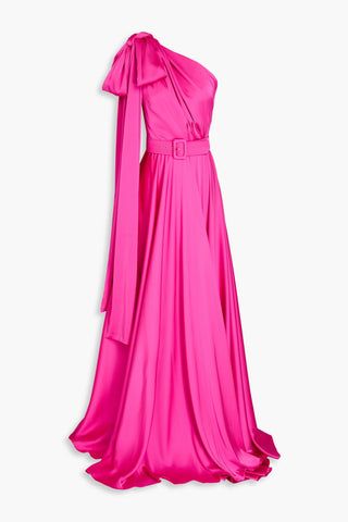 RHEA COSTA KIRA BELTED SATIN GOWN - Size 42