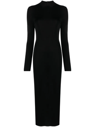 Tom Ford Knit Mock Neck Long-Sleeve Midi Dress