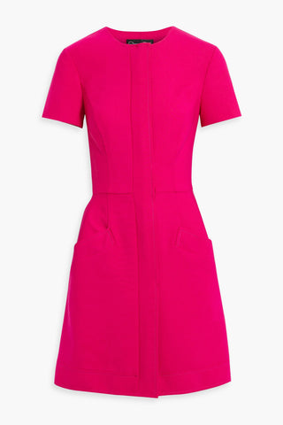 OSCAR DE LA RENTA GRAIN DE POUDRE WOOL-BLEND MINI DRESS - Size 6