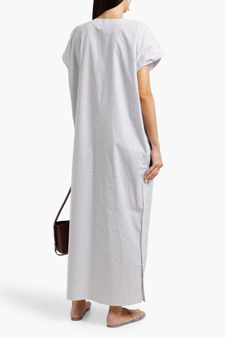 TOTEME STRIPED COTTON AND LYOCELL-BLEND POPLIN MAXI DRESS - Size M