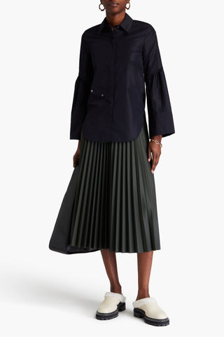 3.1 PHILLIP LIM BUTTON-DETAILED COTTON-BLEND POPLIN SHIRT - Size 4