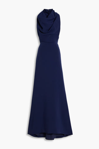 BADGLEY MISCHKA DRAPED CREPE GOWN - Size 8
