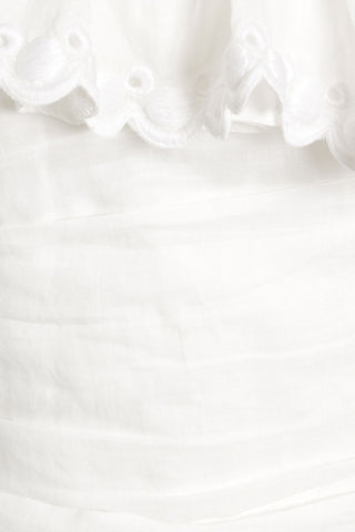 ISABEL MARANT ORMA STRAPLESS RUFFLED BRODERIE ANGLAISE-TRIMMED RAMIE TOP - Size 42