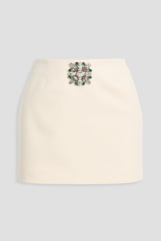 AREA EMBELLISHED WOOL-TWILL MINI SKIRT - Size 6
