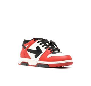 OFF WHITE Leather Low-Top Arrow Logo Sneakers Red White