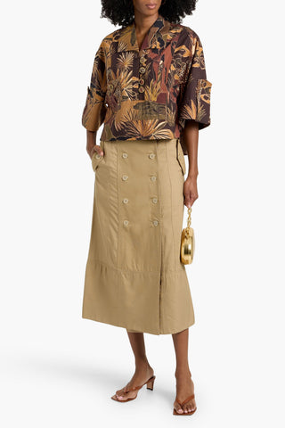 FARM RIO COTTON AND LYOCELL-BLEND MIDI SKIRT - Size M