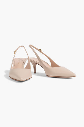 GIANVITO ROSSI RIBBON 55 LEATHER SLINGBACK PUMPS - Size 38