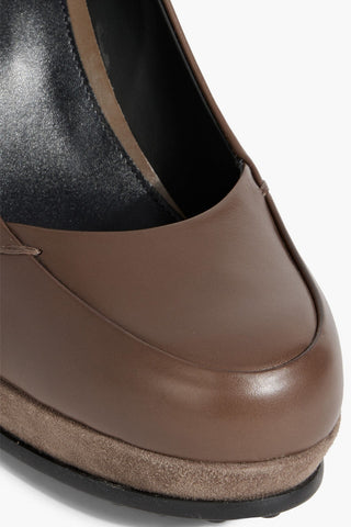 TOD'S SUEDE-TRIMMED LEATHER PLATFORM PUMPS - Size 42