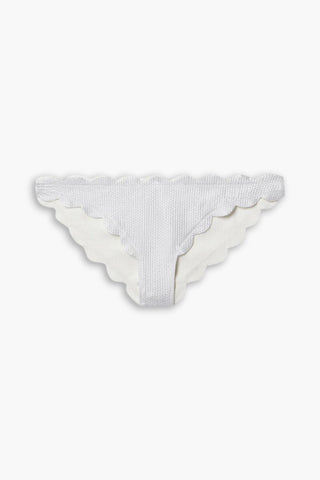 MARYSIA ANTIBES REVERSIBLE SCALLOPED METALLIC SEERSUCKER BIKINI BRIEFS - Size L