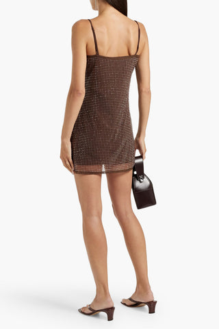 ALEXANDER WANG CRYSTAL-EMBELLISHED TULLE MINI SLIP DRESS - Size 2