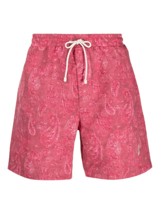 Brunello Cucinelli Brunello Cucinelli Pink Paisley Print Drawstring Swim Shorts