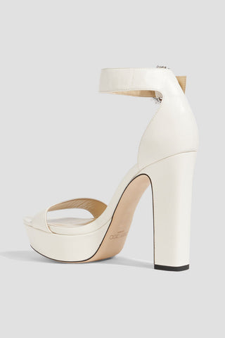 JIMMY CHOO MIONNE 120 LEATHER PLATFORM SANDALS - Size 37