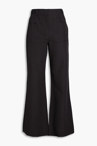 ULLA JOHNSON GABRIELLA COTTON, LINEN AND SILK-BLEND FLARED PANTS - Size 4