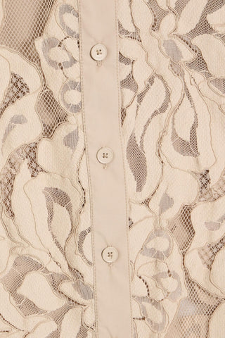 3.1 PHILLIP LIM TWO-TONE CORDED LACE SHIRT - Size 4