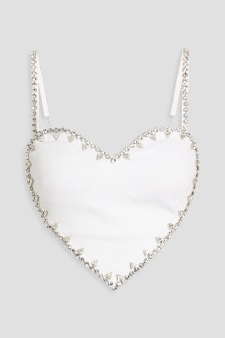 AREA CROPPED CRYSTAL-EMBELLISHED PONTE BUSTIER TOP - Size L