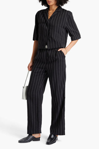 LOULOU STUDIO LAGO CROPPED PINSTRIPED TWILL SHIRT - Size XS
