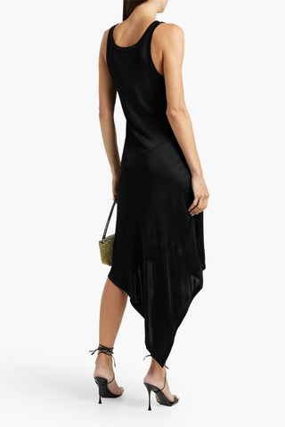 HELMUT LANG ASYMMETRIC STRETCH-SATIN DRESS - Size L