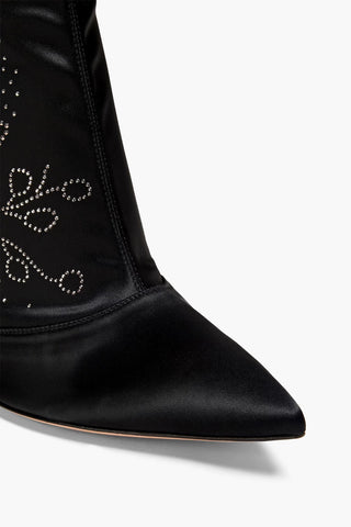 GIANVITO ROSSI EMBELLISHED STRETCH-SATIN SOCK BOOTS - Size 36.5