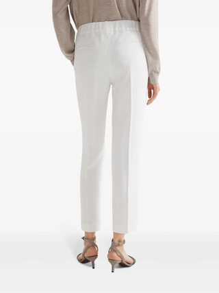 Brunello Cucinelli Fluid Fabric Elasticated-Waist Trousers Natural
