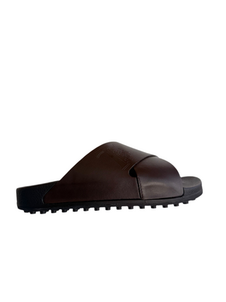 Tods Leather Gommino Slide Sandals Brown
