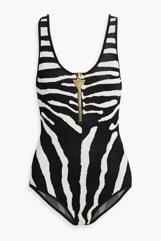BALMAIN ZEBRA-JACQUARD BODYSUIT - Size 36