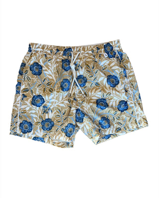 ISAIA Floral Pattern Drawstring Swim Trunks