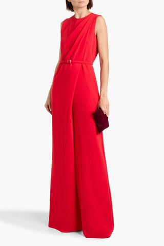 MAX MARA SONDRIO BELTED CREPE WIDE-LEG JUMPSUIT - Size 42