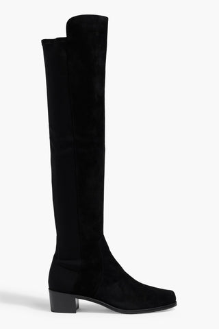 STUART WEITZMAN RESERVE SUEDE AND MICROSTRETCH OVER-THE-KNEE BOOTS - Size 8.5