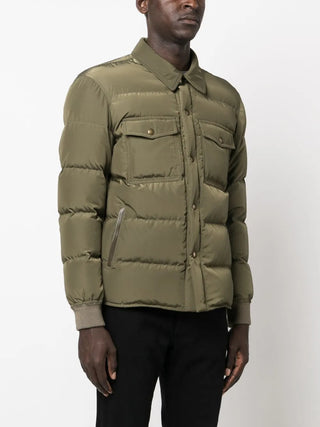 Tom Ford Nylon Padded Down Shirt Jacket in Olive Green