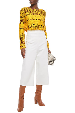 MAJE CROCHET-KNIT COTTON SWEATER - Size 3