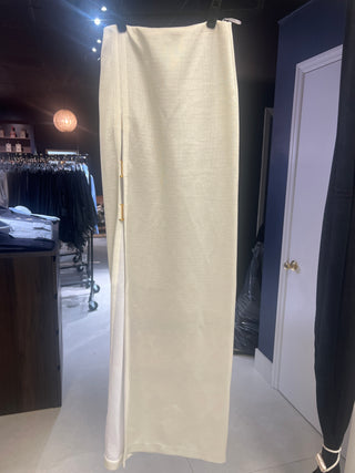 Tom Ford Tom Ford Cream Fine-Knit Skirt with Gold Hardware Slit