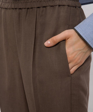Brunello Cucinelli Textured Elasticated Waist Tapered Trousers
