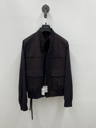 ZENGA Wool Blend Band-Collar Blouson Jacket