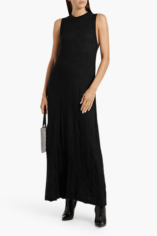 HELMUT LANG CRINKLED MERINO WOOL-BLEND MIDI DRESS - Size S
