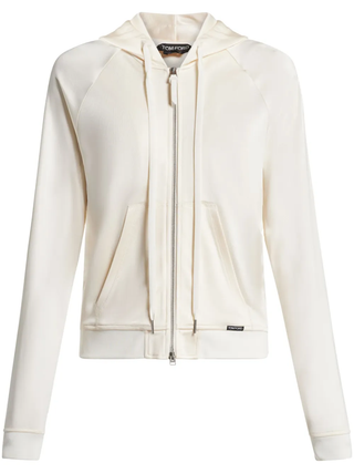 Tom Ford Refined Jersey Full-Zip Hoodie White