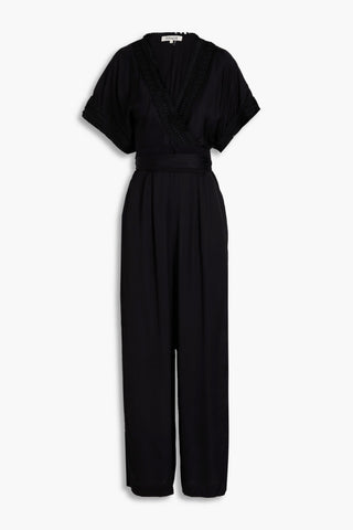 DIANE VON FURSTENBERG DECHEN CROPPED SATIN WIDE-LEG JUMPSUIT - Size XXS