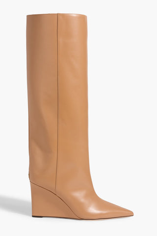JIMMY CHOO BLAKE 85 LEATHER WEDGE KNEE BOOTS - Size 39