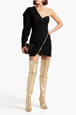 ALEXANDRE VAUTHIER ONE-SLEEVE ZIP-DETAILED CREPE MINI DRESS - Size 38