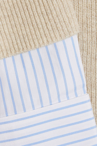 DEREK LAM CASSIE POPLIN-PANELED WOOL SWEATER - Size S
