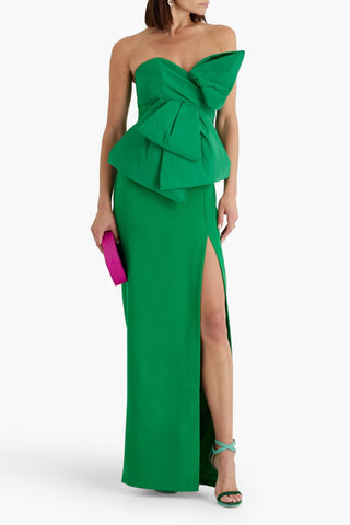 MARCHESA NOTTE STRAPLESS BOW-DETAILED TAFFETA AND CREPE GOWN - Size 8