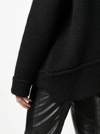 Tom Ford Textured Knit V-Neck Sweater with Ribbed Trims Black