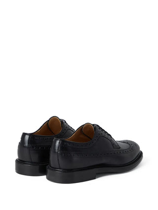 Brunello Cucinelli Grained Leather Wingtip Derby Brogues Black