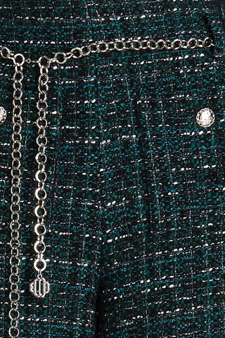 MAJE BELTED METALLIC BOUCL-TWEED WIDE-LEG PANTS - Size 34