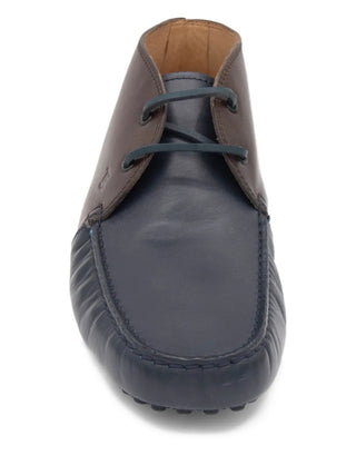 Tods Leather Two-Tone Gommino Lace-Up Moccasins