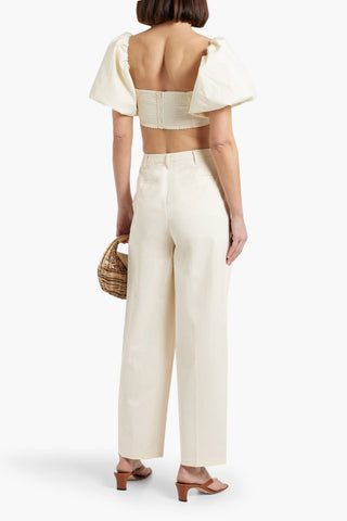SOLID & STRIPED THE TALINE PLEATED COTTON-TWILL TAPERED PANTS - Size M